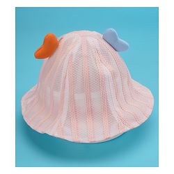 Babyhug Cotton Bucket Hats Rabbit Embroidered Pink - Diameter 16 cm