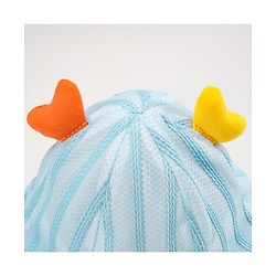 Babyhug Cotton Bucket Hats Rabbit Embroidered Blue - Diameter 16 cm