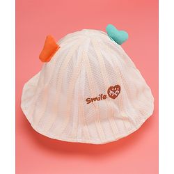 Babyhug Cotton Bucket Hats Rabbit Embroidered Blue - Diameter 16 cm