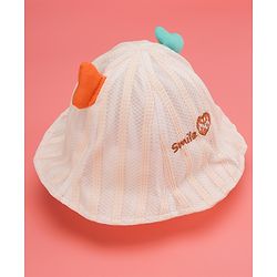 Babyhug Cotton Bucket Hats Rabbit Embroidered Blue - Diameter 16 cm