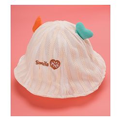 Babyhug Cotton Bucket Hats Rabbit Embroidered Blue - Diameter 16 cm
