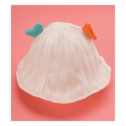 Babyhug Cotton Bucket Hats Rabbit Embroidered Blue - Diameter 16 cm