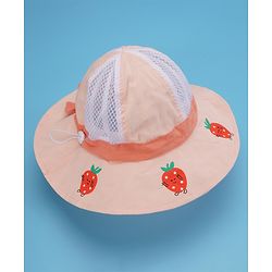 Babyhug Cotton Bucket Hats Fruit Printed Peach - Diameter 17 cm
