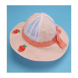 Babyhug Cotton Bucket Hats Fruit Printed Peach - Diameter 17 cm