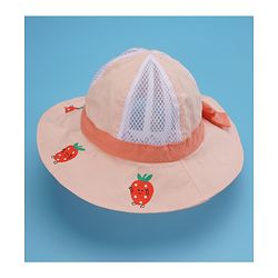 Babyhug Cotton Bucket Hats Fruit Printed Peach - Diameter 17 cm