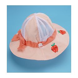 Babyhug Cotton Bucket Hats Fruit Printed Peach - Diameter 17 cm