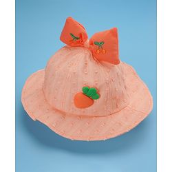 Babyhug Cotton Bucket Hats Embroidered Orange - Diameter 15.5 cm