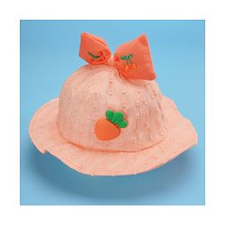 Babyhug Cotton Bucket Hats Embroidered Orange - Diameter 15.5 cm