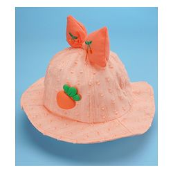 Babyhug Cotton Bucket Hats Embroidered Orange - Diameter 15.5 cm