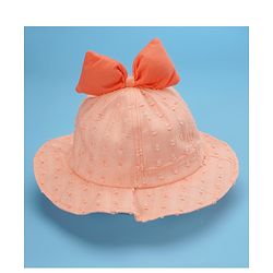 Babyhug Cotton Bucket Hats Embroidered Orange - Diameter 15.5 cm