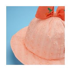 Babyhug Cotton Bucket Hats Embroidered Orange - Diameter 15.5 cm