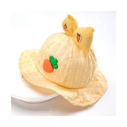 Babyhug Cotton Bucket Hats Embroidered Yellow - Diameter 15.5 cm