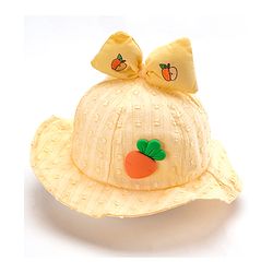 Babyhug Cotton Bucket Hats Embroidered Yellow - Diameter 15.5 cm