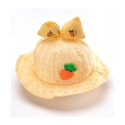 Babyhug Cotton Bucket Hats Embroidered Yellow - Diameter 15.5 cm
