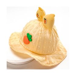 Babyhug Cotton Bucket Hats Embroidered Yellow - Diameter 15.5 cm