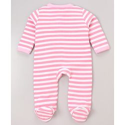 Babyhug Full Sleeves Footed Sleepsuits Kitty Print Pack of 2 - Fuchsia Light Pink