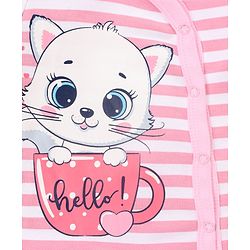 Babyhug Full Sleeves Footed Sleepsuits Kitty Print Pack of 2 - Fuchsia Light Pink