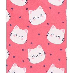 Babyhug Full Sleeves Footed Sleepsuits Kitty Print Pack of 2 - Fuchsia Light Pink