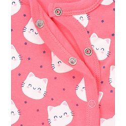 Babyhug Full Sleeves Footed Sleepsuits Kitty Print Pack of 2 - Fuchsia Light Pink