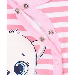Babyhug Full Sleeves Footed Sleepsuits Kitty Print Pack of 2 - Fuchsia Light Pink