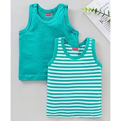 Babyhug 100% Cotton Sleeveless Sando Vests Pack of 2 - Green