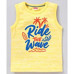 Babyhug Sleeveless Tee Text Print - Yellow