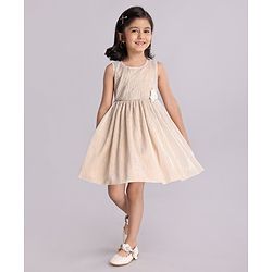 Babyhug Sleeveless Party Frock with Corsage - Pearly White