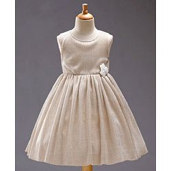 Babyhug Sleeveless Party Frock with Corsage - Pearly White
