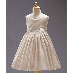 Babyhug Sleeveless Party Frock with Corsage - Pearly White