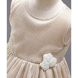 Babyhug Sleeveless Party Frock with Corsage - Pearly White