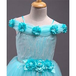Babyhug Sleeveless Party Wear Gown with Corsage - Blue