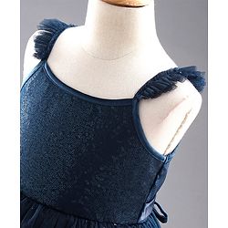 Babyhug Sleeveless Frilled and Layered Sequined Party Dress - Navy Blue