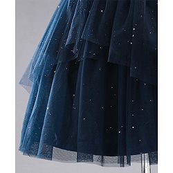 Babyhug Sleeveless Frilled and Layered Sequined Party Dress - Navy Blue