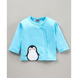 Babyhug 100% Cotton Full Sleeves Vests Penguin Print Pack of 3 - Aqua & Sky Blue White
