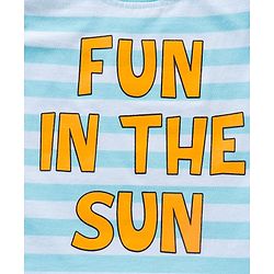 Babyhug Sleeveless Striped T-Shirt Text Print - Blue