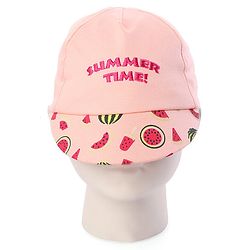 Babyhug Baby Summer Cap Summer Time Print Pink - Diameter 15 cm