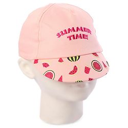 Babyhug Baby Summer Cap Summer Time Print Pink - Diameter 15 cm