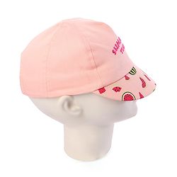 Babyhug Baby Summer Cap Summer Time Print Pink - Diameter 15 cm