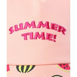 Babyhug Baby Summer Cap Summer Time Print Pink - Diameter 15 cm