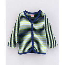 Babyhug 100% Cotton Full Sleeves Vests Striped and Printed Pack of 2 - Blue Green