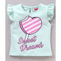 Babyhug Frill Sleeves Night Suit Text Print - Blue
