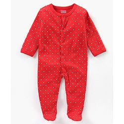 Babyhug Full Sleeves Footed Sleepsuits Strawberry Print Pack Of 3 - Red Pink