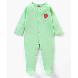 Babyhug Full Sleeves Footed Sleepsuits Strawberry Print Pack Of 3 - Red Pink