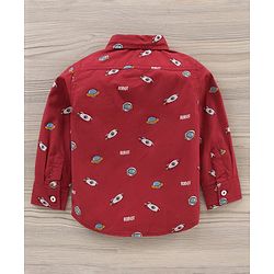 Babyhug Full Sleeves Shirt And Loungepants Multiprint - Red Khaki