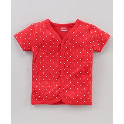 Babyhug Half Sleeves 100% Cotton Vests Dot And Strawberry Print Pack Of 3 - Red Pink Green