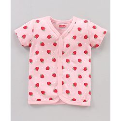 Babyhug Half Sleeves 100% Cotton Vests Dot And Strawberry Print Pack Of 3 - Red Pink Green