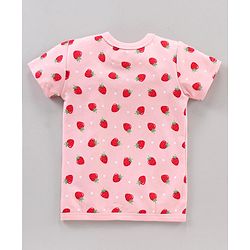 Babyhug Half Sleeves 100% Cotton Vests Dot And Strawberry Print Pack Of 3 - Red Pink Green