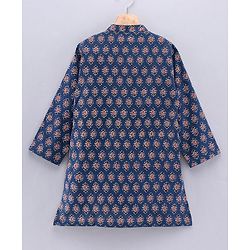 Babyhug Cotton Full Sleeves Kurta & Dhoti Set Geometric Print - Blue Off White