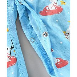 Babyhug Full Sleeves Footed Sleepsuit Bunny Print - Light Blue