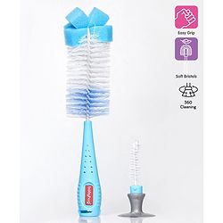 Babyhug 2 In 1 Bottle & Nipple Cleaning Brush - Blue